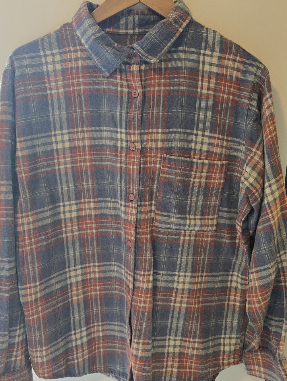 Cotton On Blue and Red Plaid Button-Down Shirt